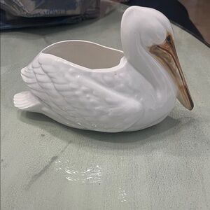 White Pelican Ceramic Planter